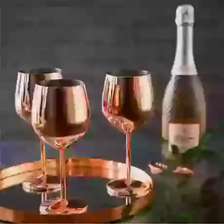 4  Rose Gold Wine Glasses